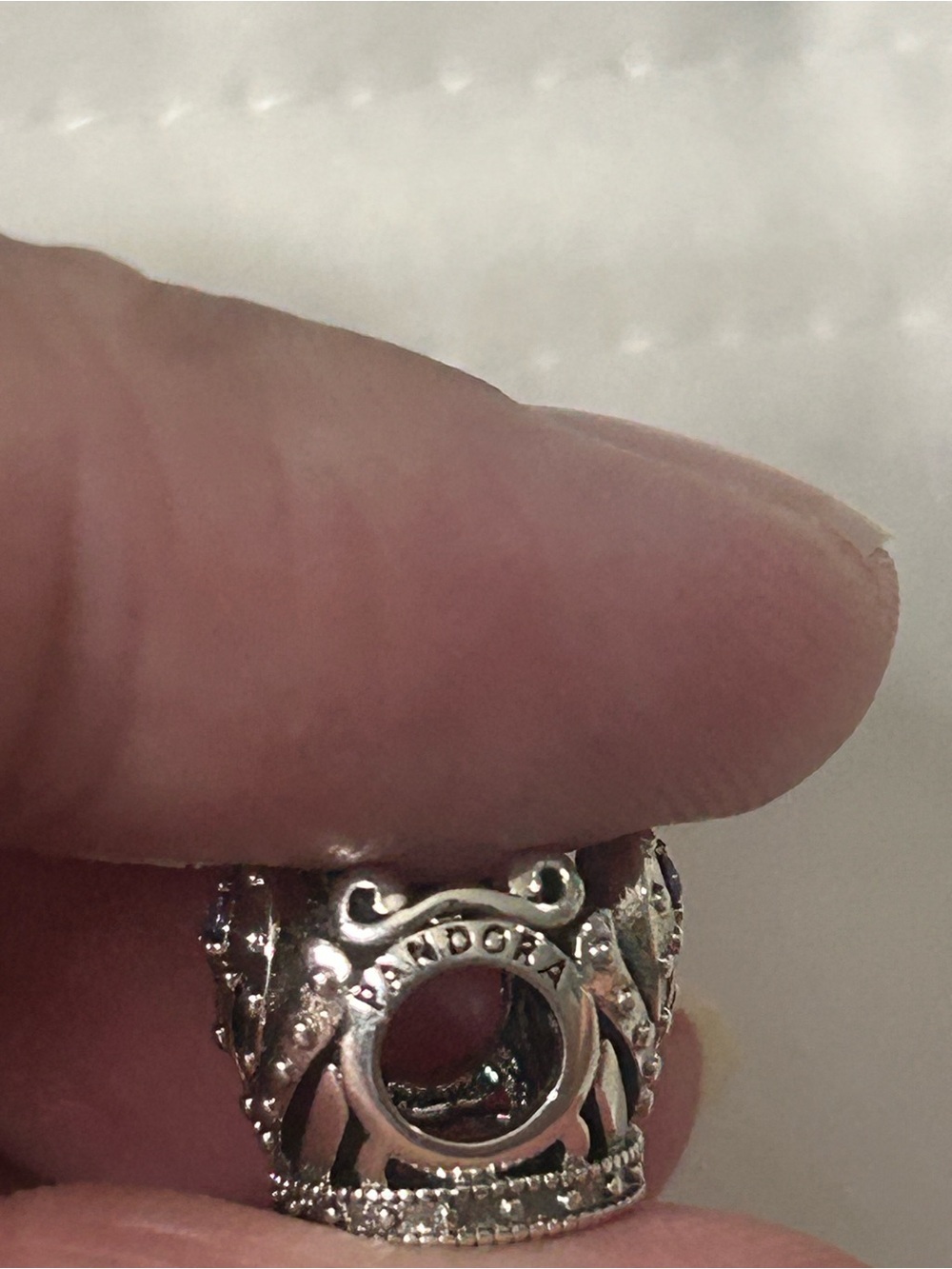 Pandora Silver Crown Charm with Clear Accents - Picture 2 of 6